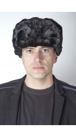 Black mink fur hat -  Russian style - Created with mink fur remnants